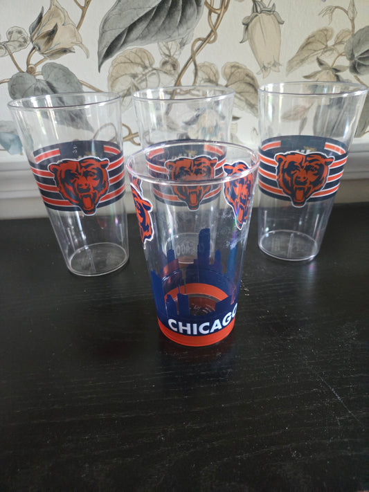 Lot of 4 BEARS Glasses 4-16 oz and 1-8 oz