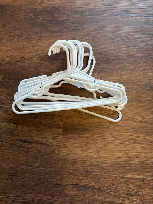 12 white plastic kids Hangers