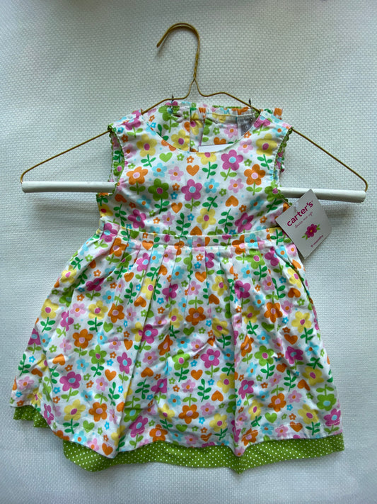 Carters 9M Dress NWT Floral w green trim - size Month - 6-9 / 9M