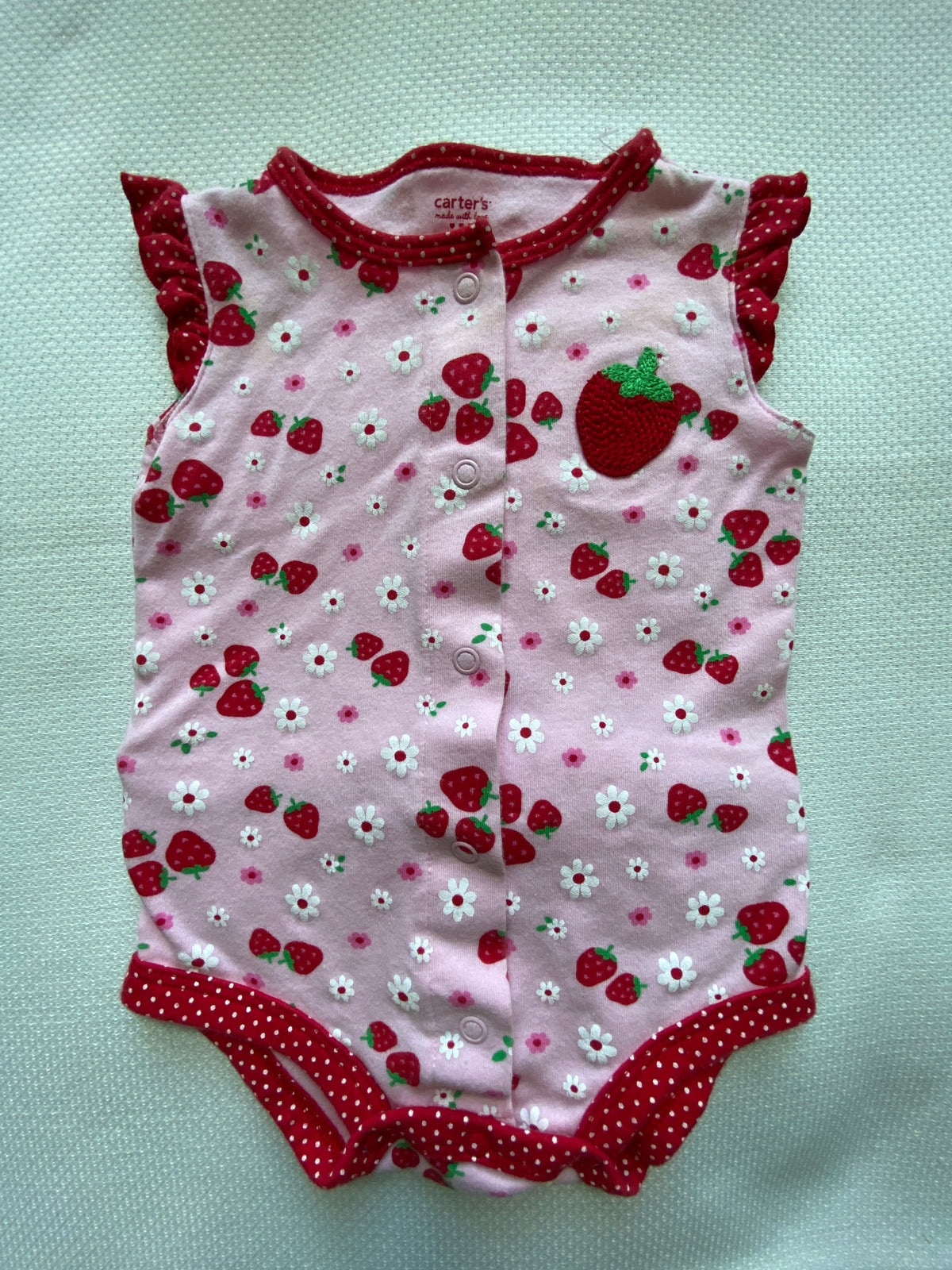 Carters 6M onesie Pink w strawberries - size Month - 3-6 / 6M
