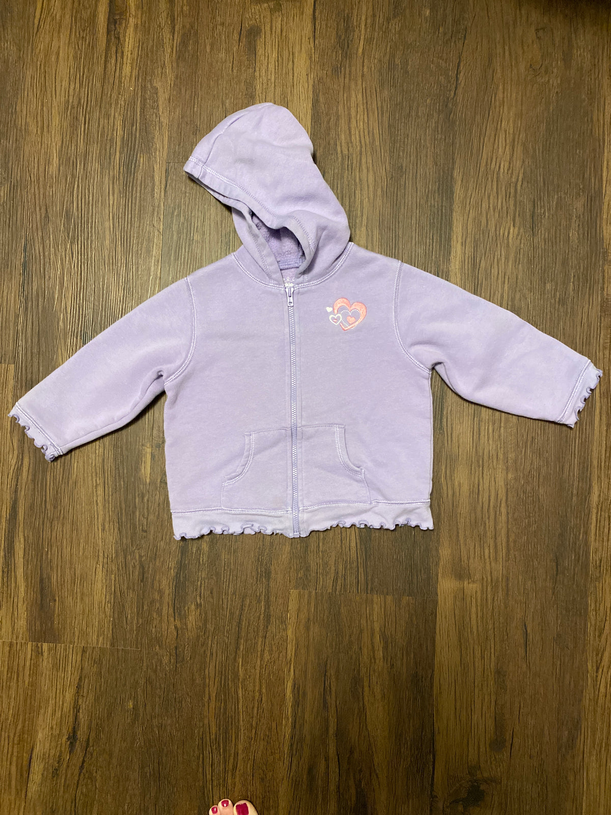 Okie Dokie purple hoodie With hearts - size Toddler - 2T
