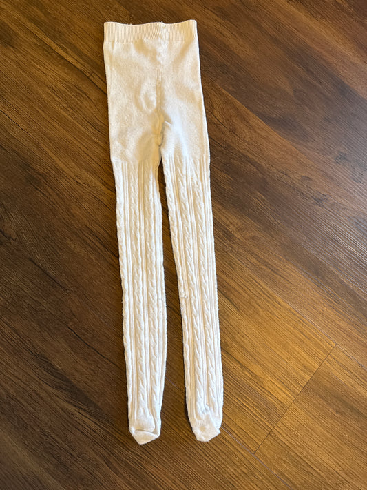 White Cable Knit Tights 4-6x - size Youth - 4 (XS)