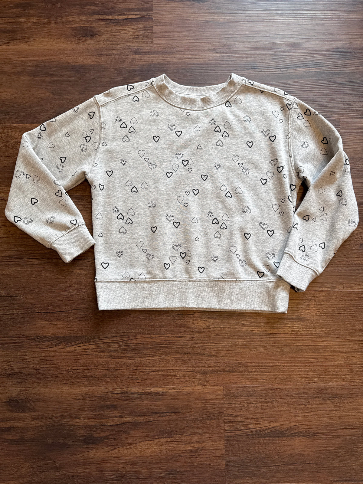 WN Grey sweatshirt Black harts EUC - size Youth - 10 (L)