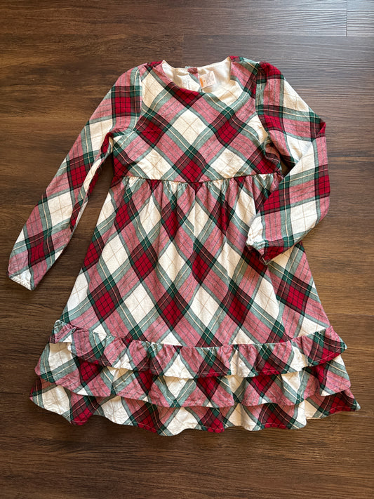 Gymboree Christmas plaid LS Dress w ruffle - size Youth - 8 (M)