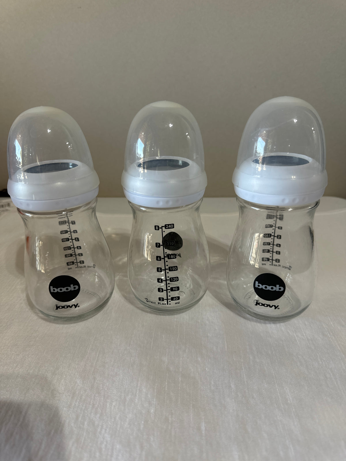 Joovy Boob Glass Bottles QTY 3.    8oz