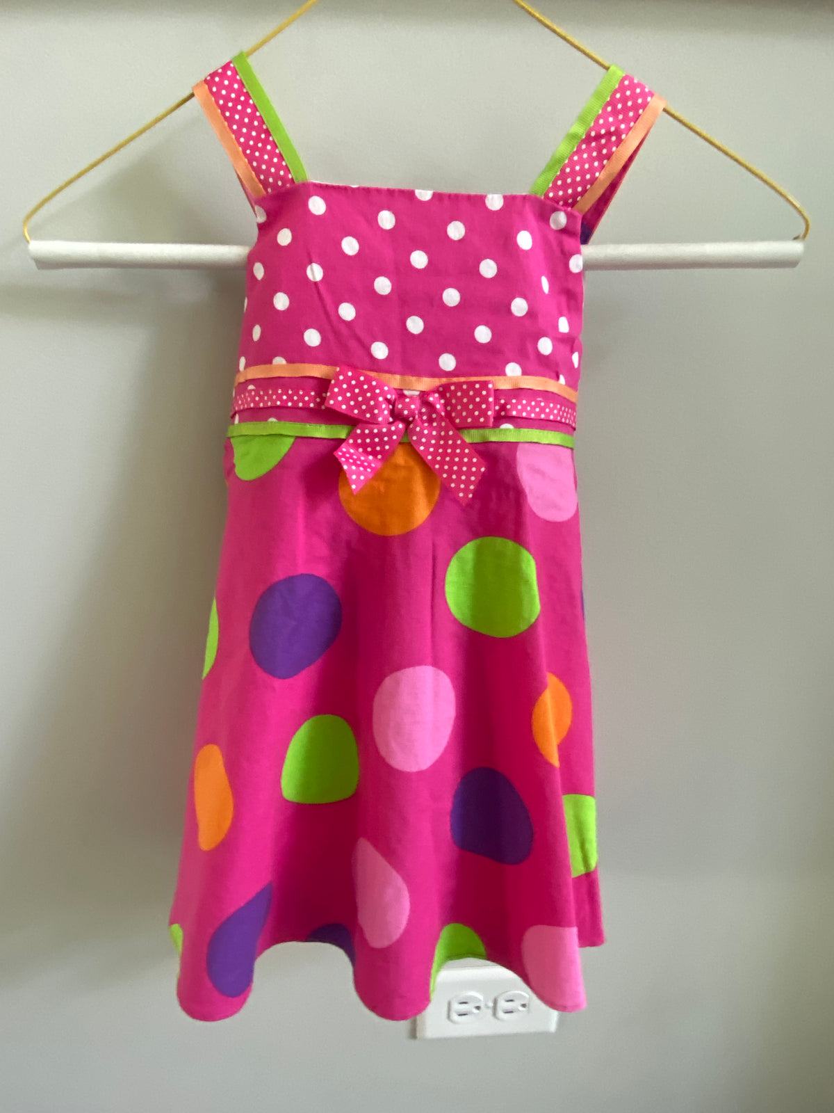 Rare, too 18M dress Pink w multi polka dots - size Month - 12-18 / 18M