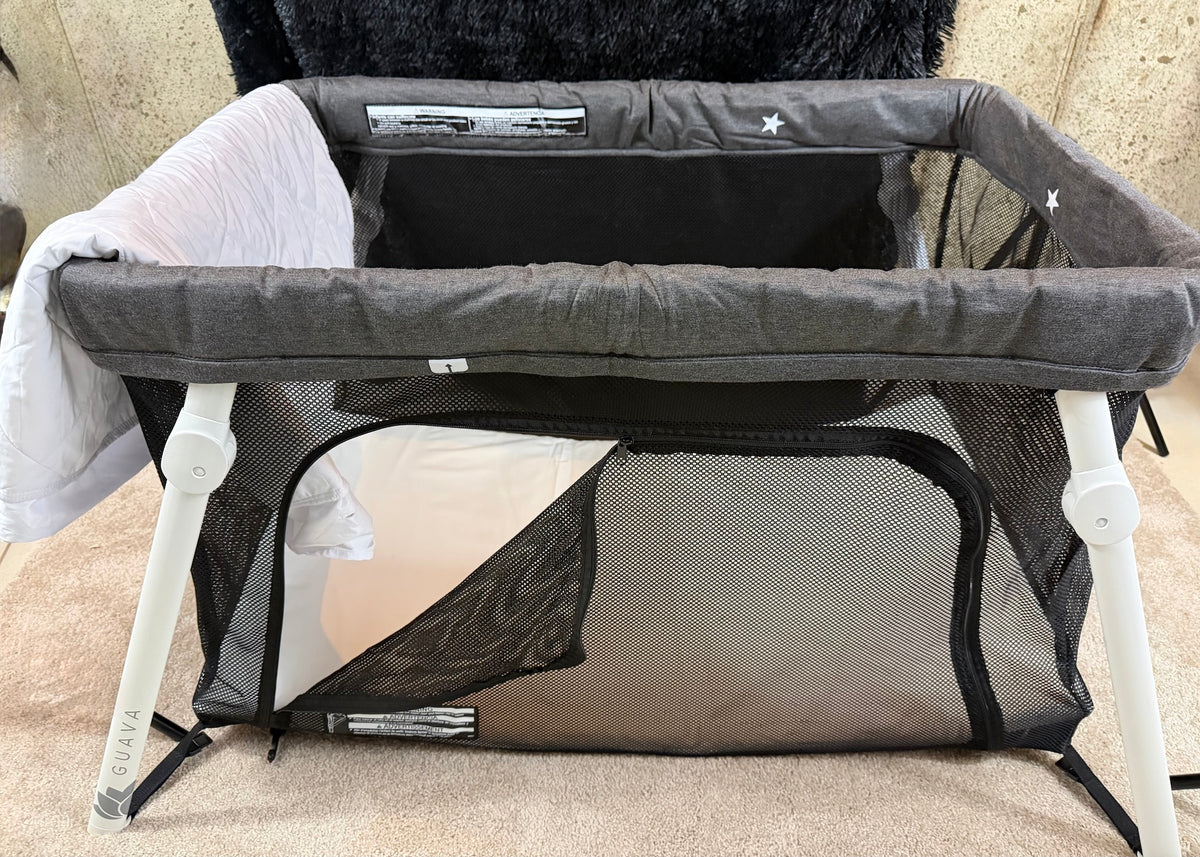 Guava Lotus Crib EUC w/Quilted Mattress Cover