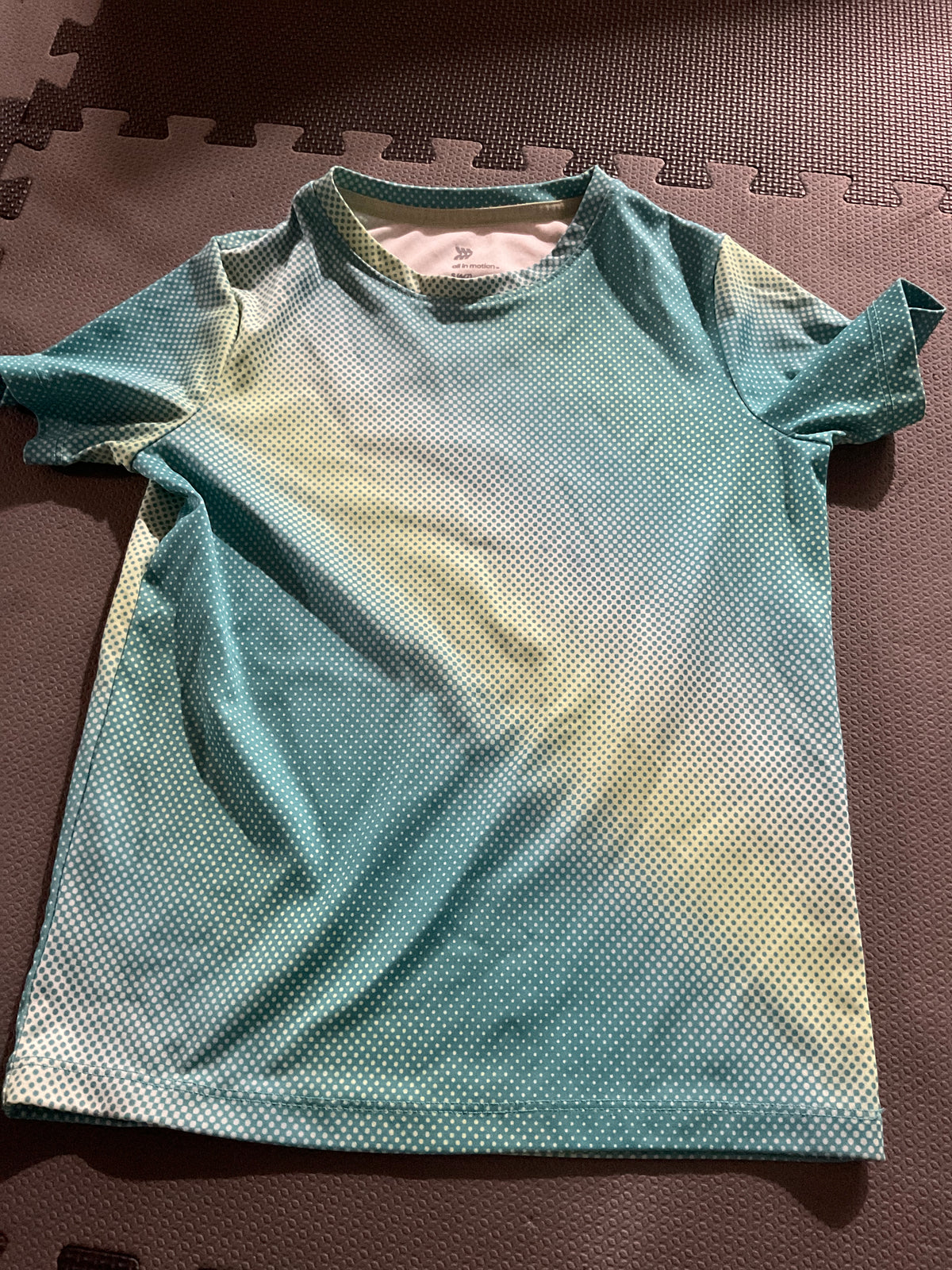 Blue and green athletic Short sleeve - size Youth - 7 (S)