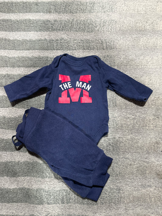 Long sleeve blue outfit - size Month - 0-3 / 3M