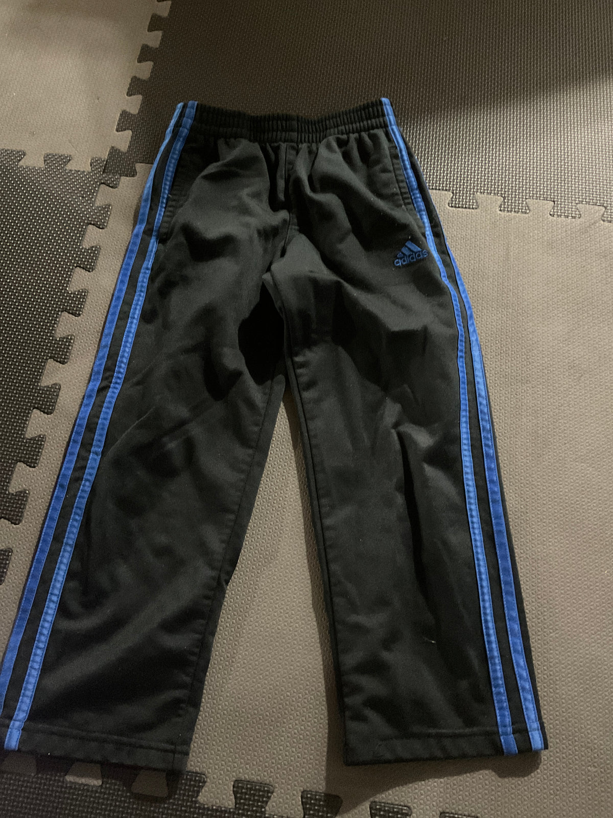 Adidas black and blue Track pants - size Youth - 6 (S)