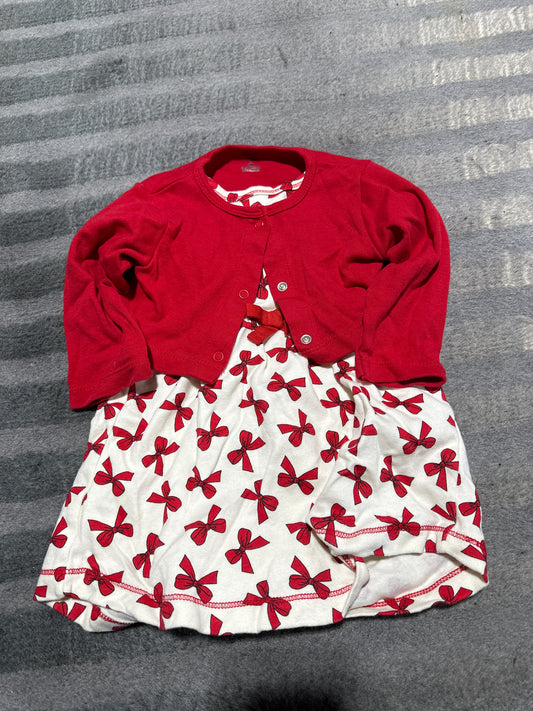 Red bow dress w/ red cover up - size Month - 12-18 / 18M
