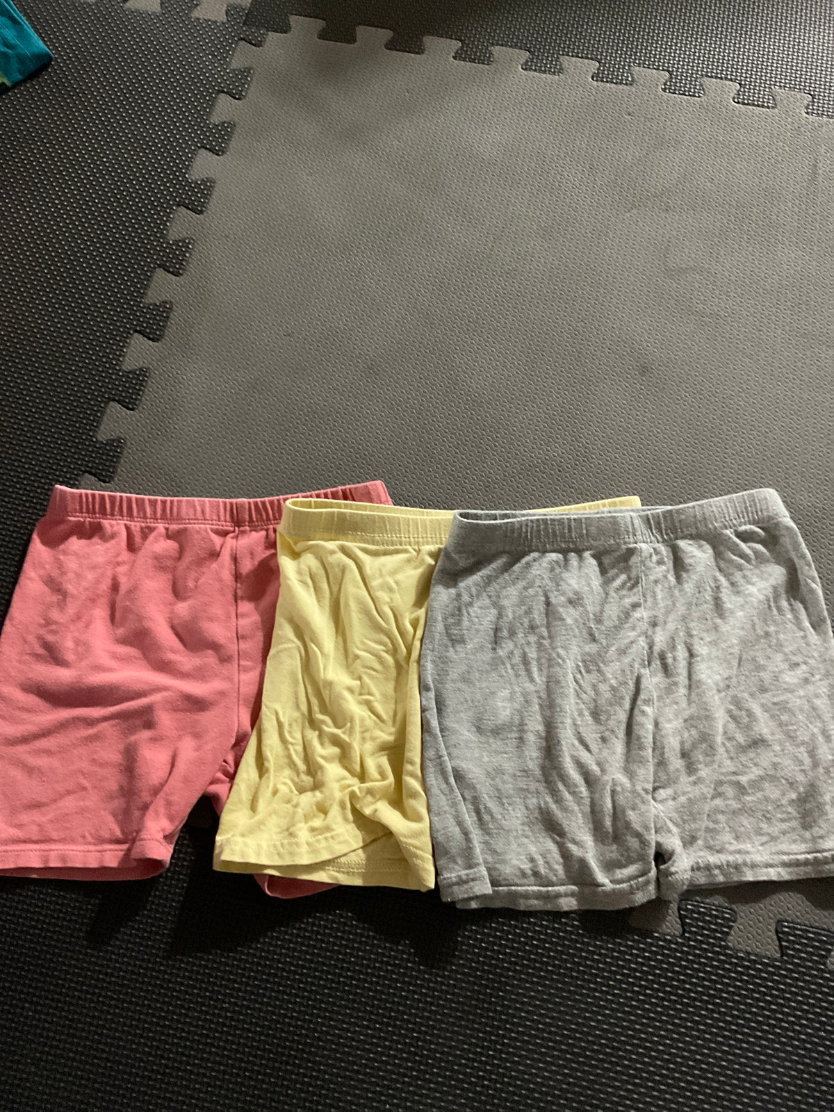 3 bike shorts: pink/ yellow/grey - size Toddler - 4T
