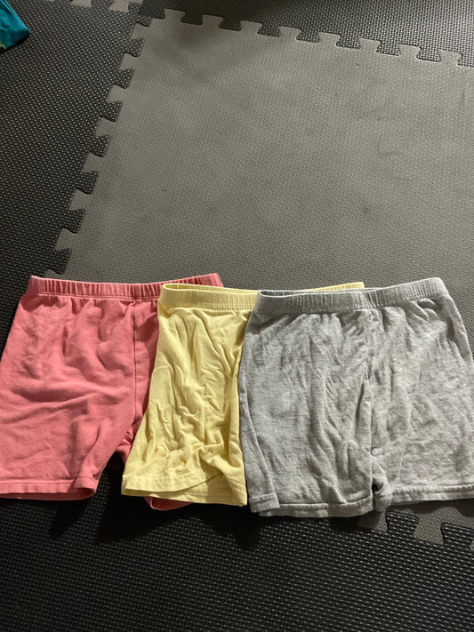 3 bike shorts: pink/ yellow/grey - size Toddler - 4T