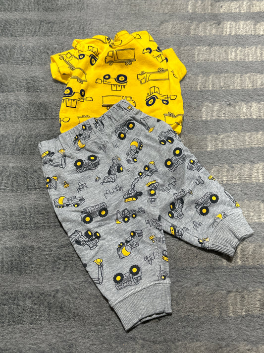 Yellow tractor onesie W/ matching pants - size Month - 3-6 / 6M
