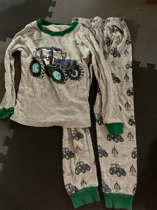 Tractor long sleeve PJ set - size Youth - 6 (S)