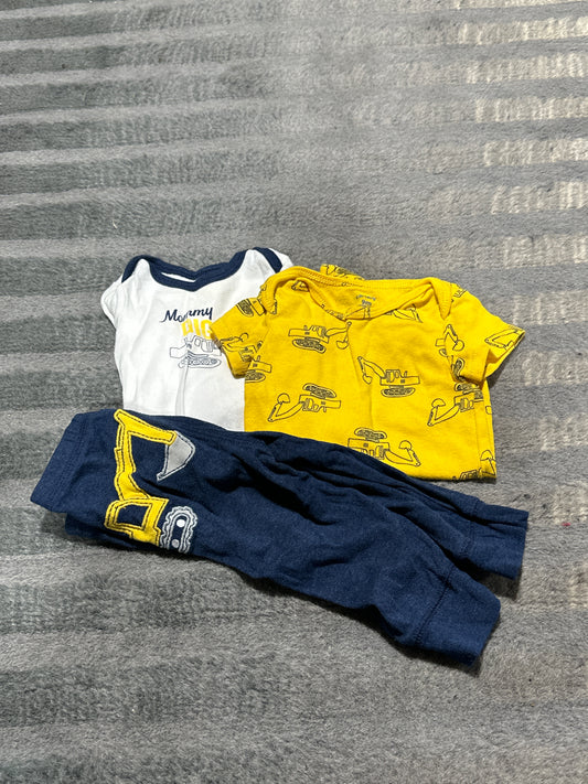 2 construction onesie w/ matching pants - size Month - 6-9 / 9M