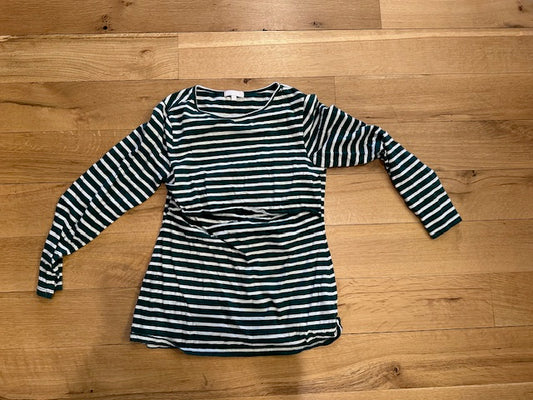 LS Nursing top Green & white striped - size Women - M (8/10)