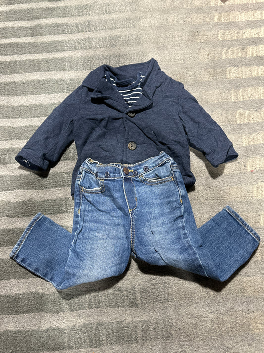 3 piece navy blue outfit - size Month - 12-18 / 18M