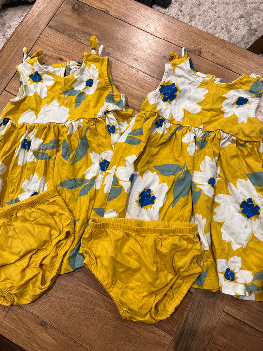EUC floral dresses Yellow, white and blue - size Month - 18-24 / 24M