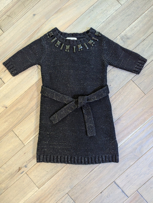 EUC black sweater dress: Sz 4-5 w/ gold sparkles - size Youth - 4 (XS)