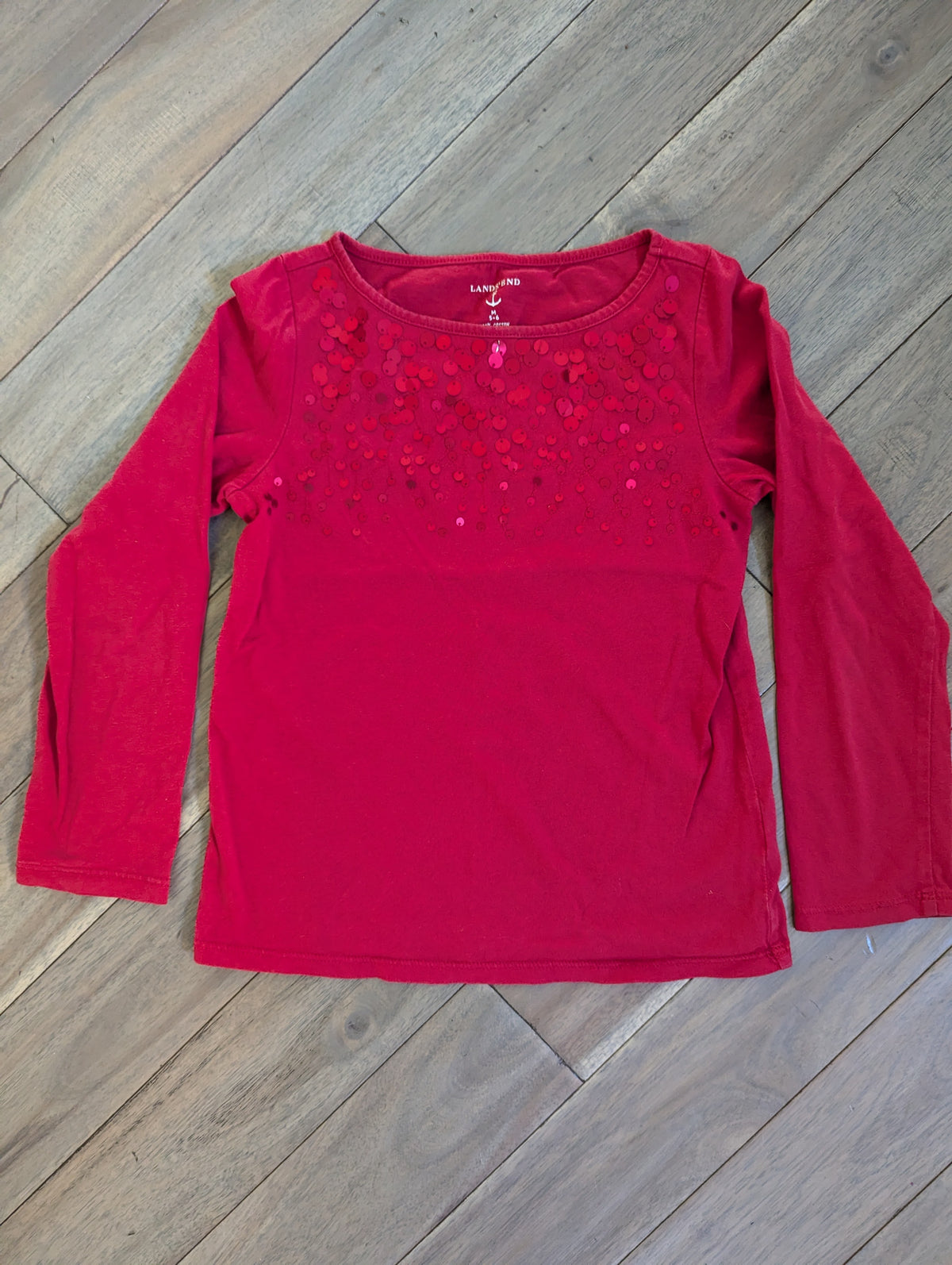 Land's End red top w/ sequins - size Youth - 5 (XS)