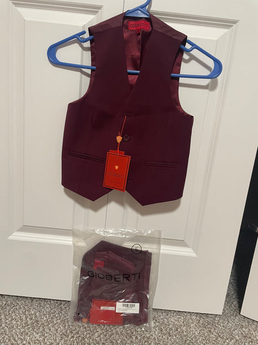 Vest Burgundy/Maroon (2) NWT Wedding/formal - size Youth - 5 (XS)