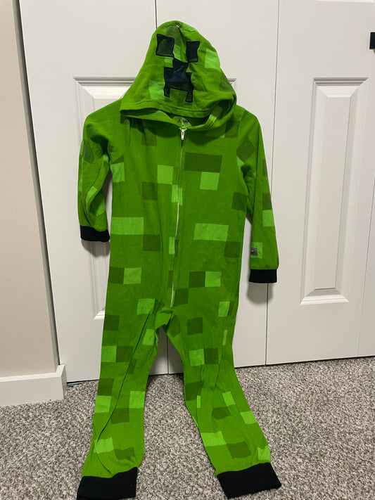 Minecraft Creeper PJs Full-body, zip, hooded - size Youth - 8 (M)