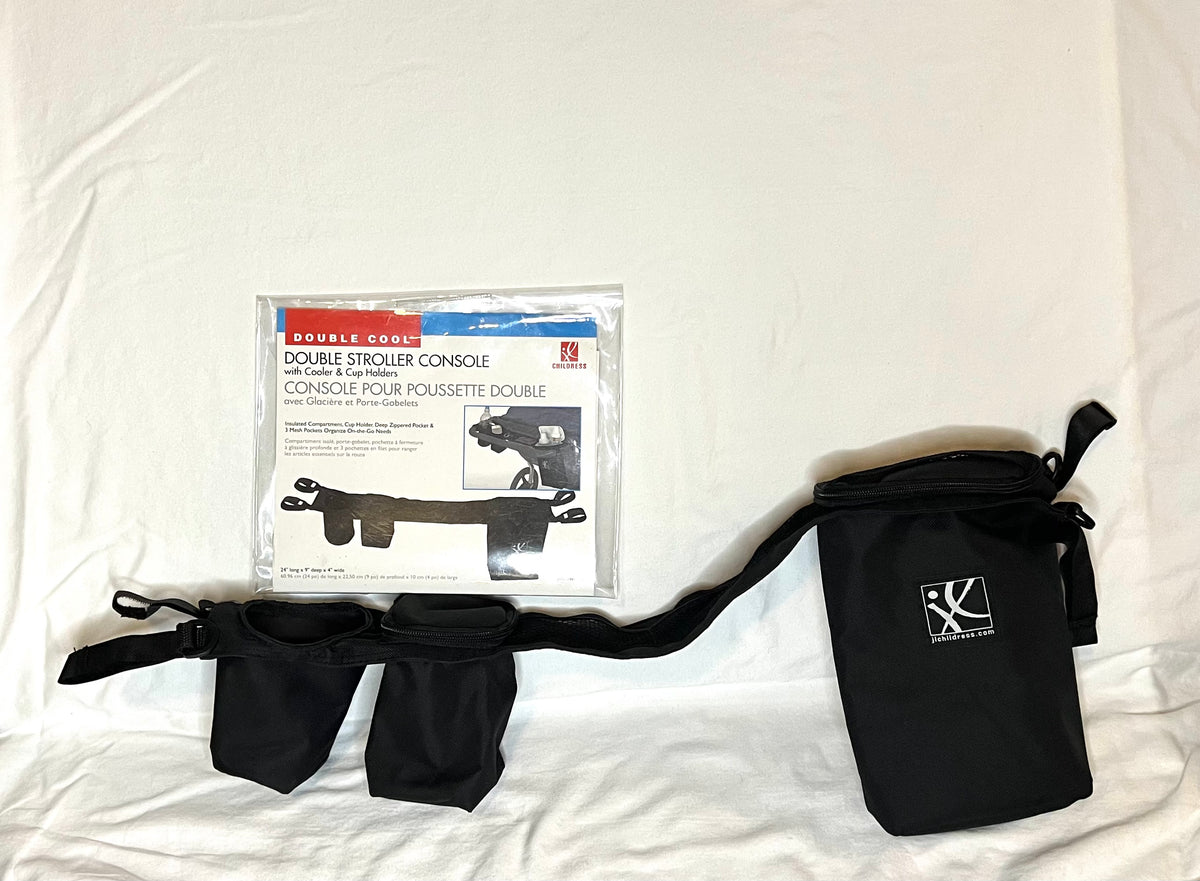 Double stroller console w/ cooler & cup holders