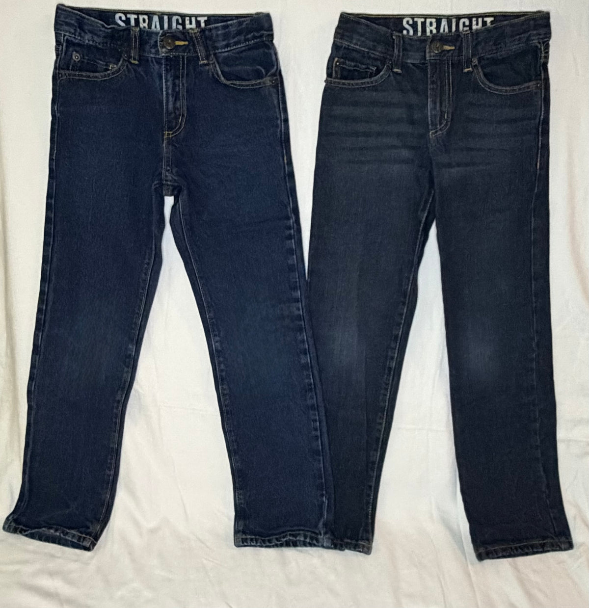 2 pair Crazy 8 straight jeans. Adjustable waist - size Youth - 8 (M)