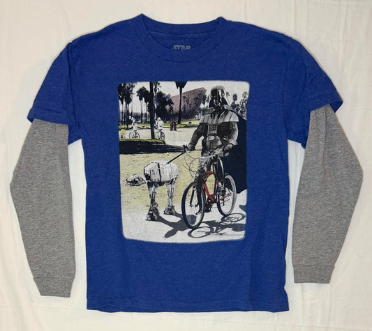 Star Wars Darth Vader blue long sleeve shirt - size Youth - 7 (S)