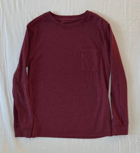 Maroon long sleeve shirt with small pocket. EUC - size Youth - 8 (M)