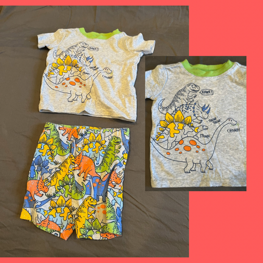 PJ Place Dino Outfit VGUC, Shorts & T-Shirt - size Month - 0-3 / 3M