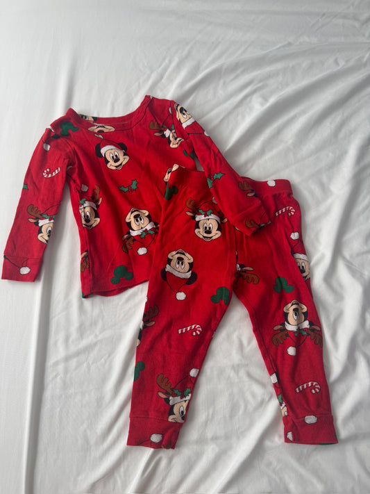 Mickey Christmas Pajamas 100% Cotton, 2T, Red - size Toddler - 2T