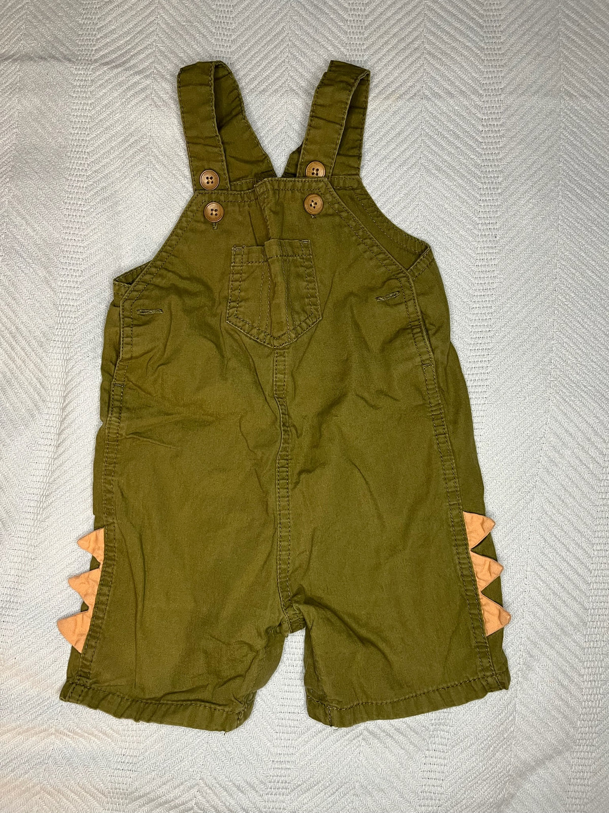 Dino Overall Romper 18M Olive Cotton, EUC - size Month - 12-18 / 18M