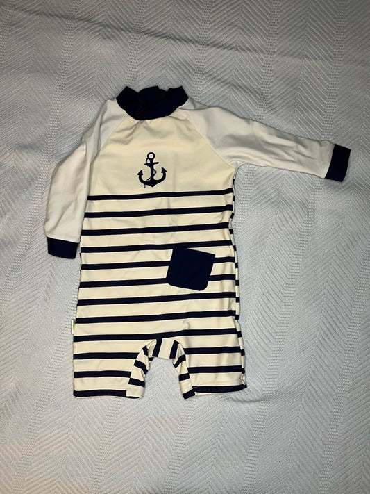 LS Swim Romper w/Anchor Zip Back, Short length - size Month - 9-12 / 12M