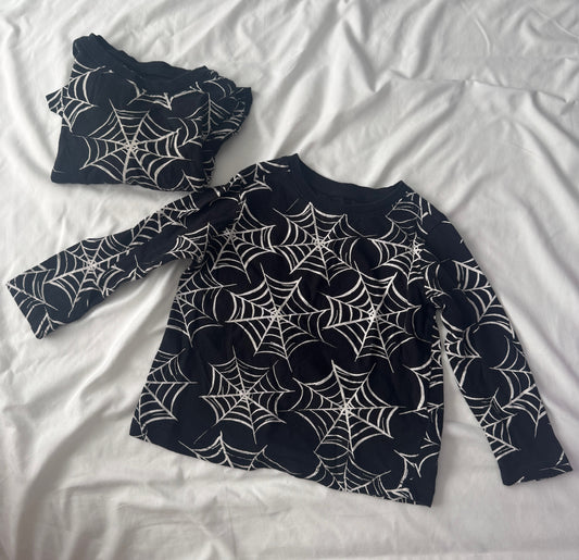 Spiderweb Halloween Tees 2T 100% Cotton LS Shirts - size Toddler - 2T
