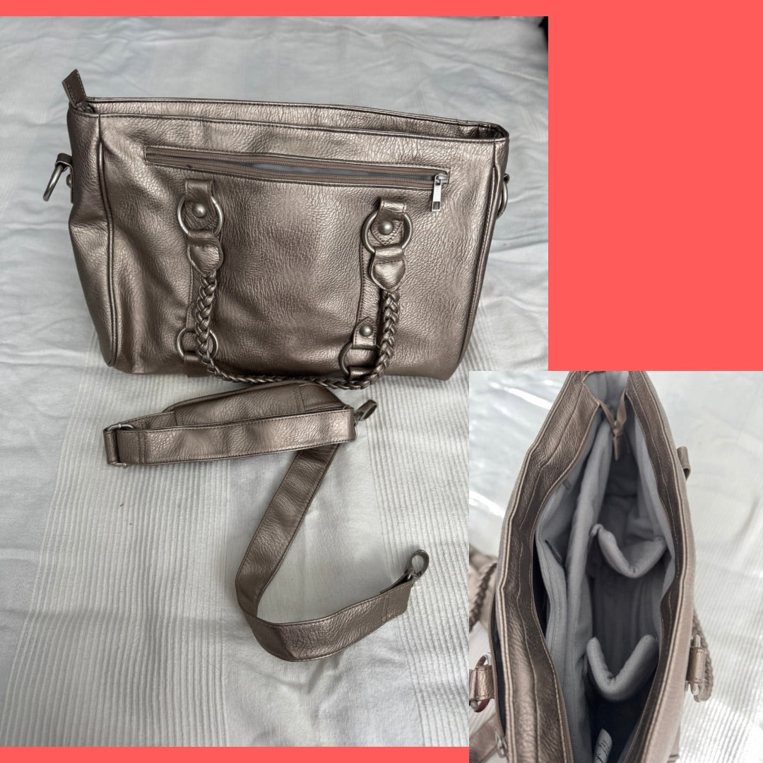 Metallic Tote Bag, EUC 16x11, Detachable Strap