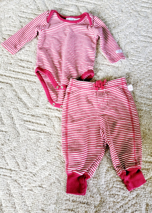 GUC Small Wonders Red 3-6m LS Striped Outfit - size Month - 3-6 / 6M
