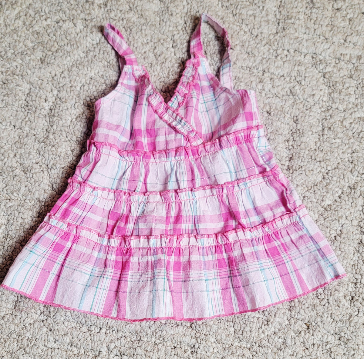 EUC Coney Isle 12m Pink Plade Ruffle Tank - size Month - 9-12 / 12M