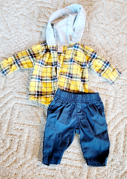 VGUC Carters 3m Flannel Shirt and Pant Set - size Month - 0-3 / 3M