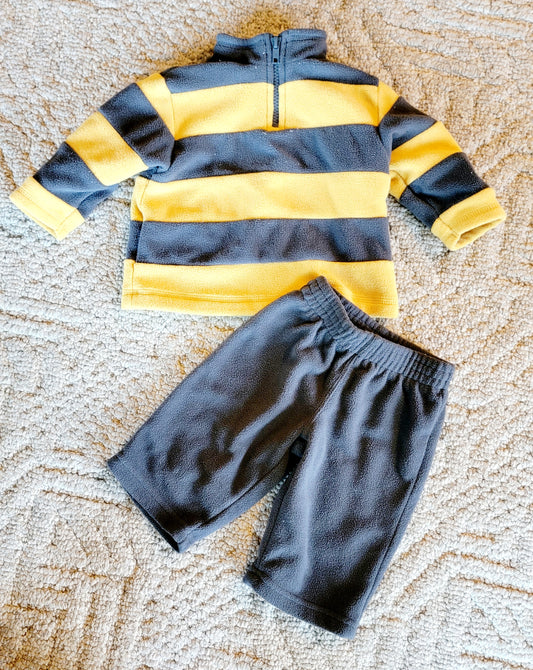 VGUC Koala Kids 3-6m Yellow Gray Fleece Set - size Month - 3-6 / 6M