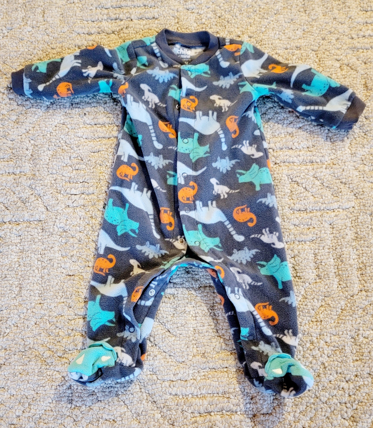 VGUC 3-6m Dino Sleeper Fleece Onesie - size Month - 3-6 / 6M