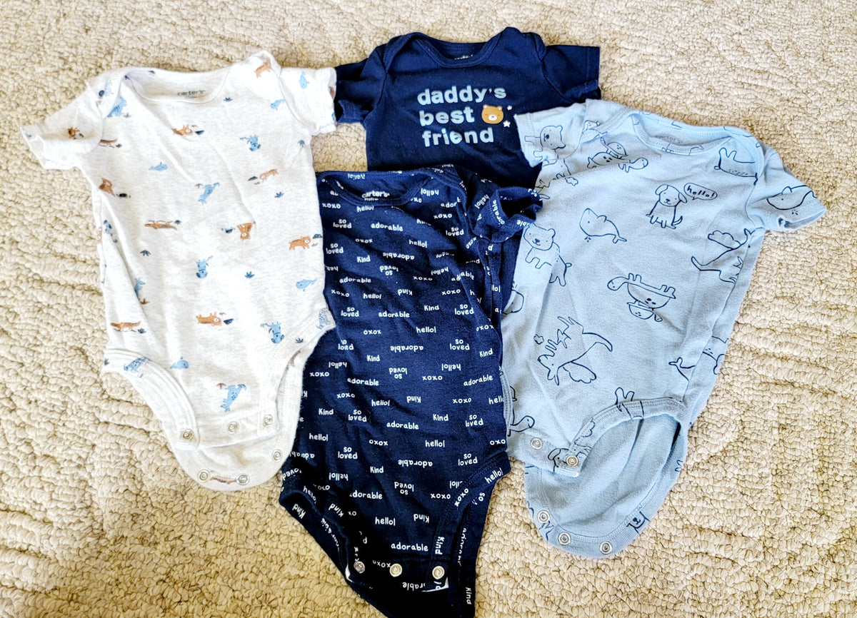 VGUC Carters 9m Blue SS Onsie Lot 4 - size Month - 6-9 / 9M