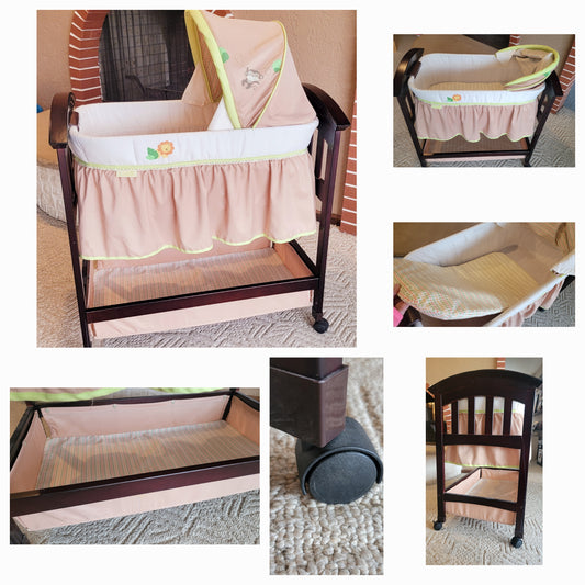 VGUC Summer Bassinet On Wheels with Storage