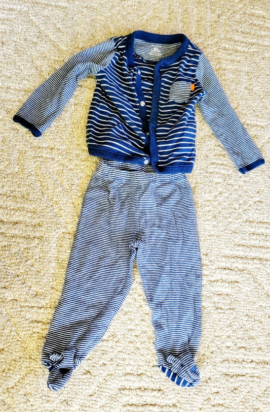 EUC Carters 9m Blue Striped Outfit - size Month - 6-9 / 9M