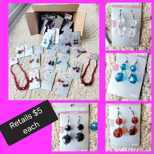 New! 50 Piece Necklace & Pierced Earring Lot