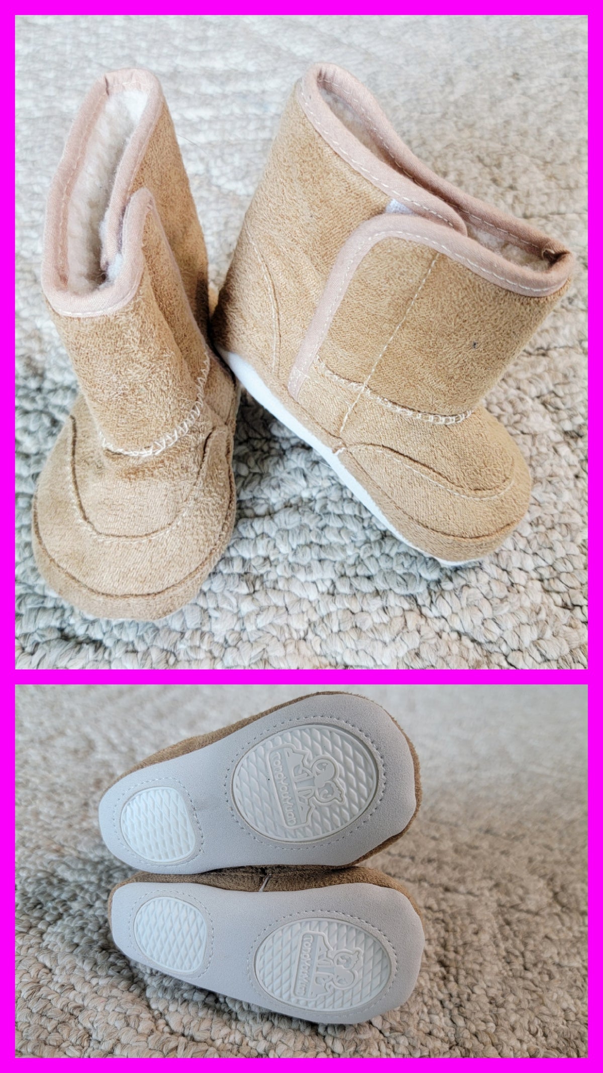 VGUC 6-9m Velcro Brown Boots - size Shoes - Baby 3 / 6-9 mo