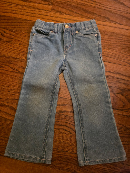 Cherokee, sparkled, light blue jeans, snap - size Toddler - 3T