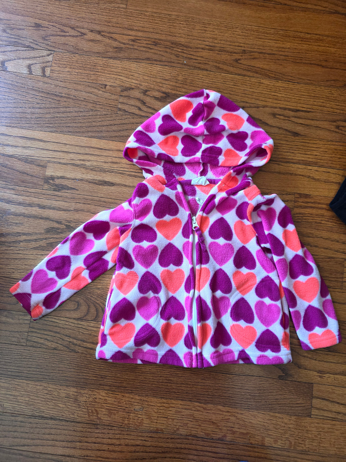 Pink and purple hearts sweatshirt, hooded - size Toddler - 3T