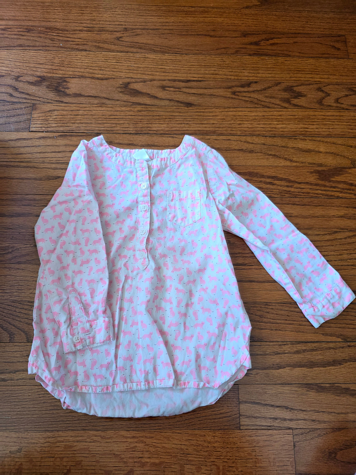 Neon pink cat on white shirting LS carter's - size Toddler - 3T